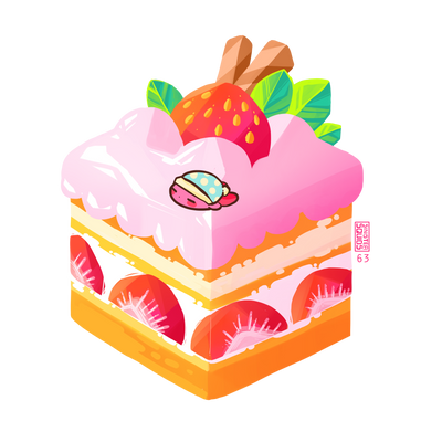 Very Round Pink Guy Sleeping on Cake Sticker