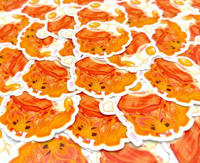 Fire Guy Cooking Bacon and Eggs From an Animated Movie Sticker