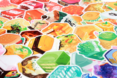 literally every food cube sticker I have (105 pcs)