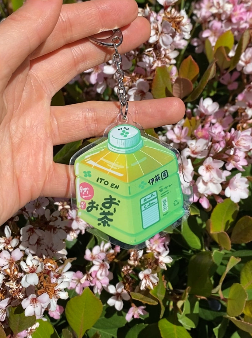 green tea bottle keychain