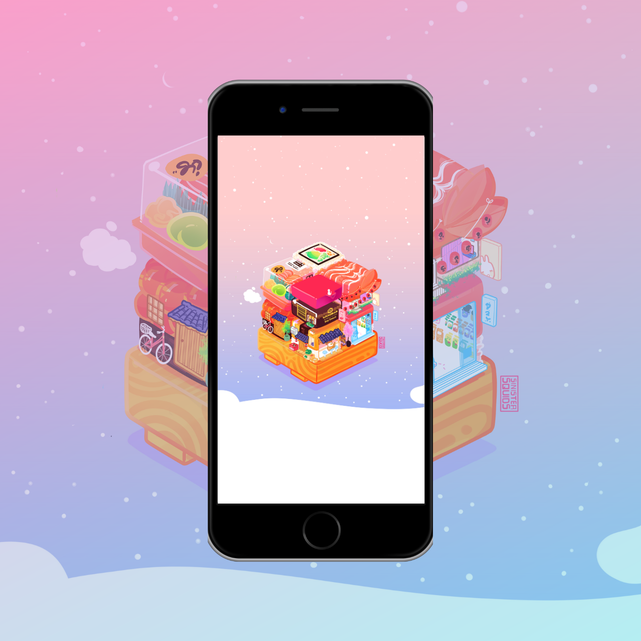 Sushi Rubik's City Animated Wallpaper